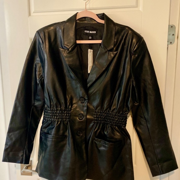 Steve Madden - FRIDA FAUX LEATHER BLAZER BLACK NWT - Picture 5 of 7